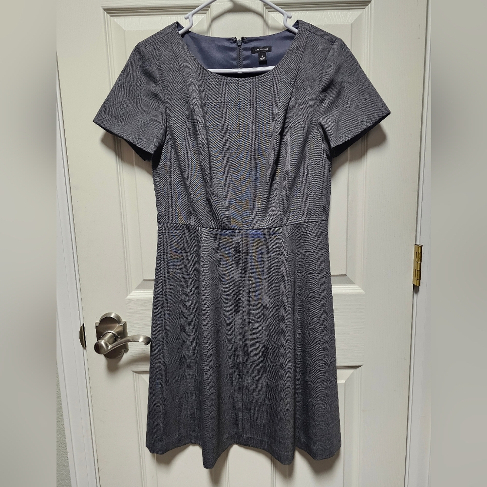 Ann Taylor Gray Plaid A-Line Dress - Size 4